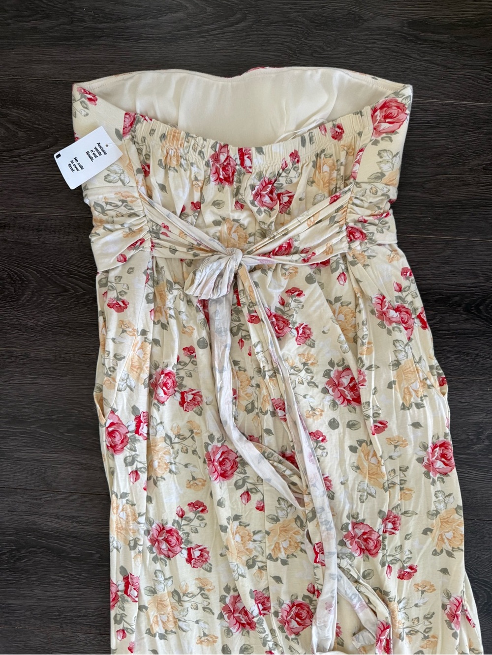 Kismet XL Strapless Floral Maxi Dress in Cream and Rose / Wedding Guest / - Picture 6 of 8